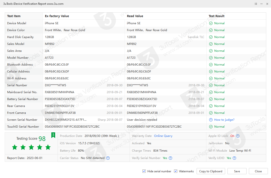 iPhone SE_iDevice Verification Report_001975D118B8A0A6.png