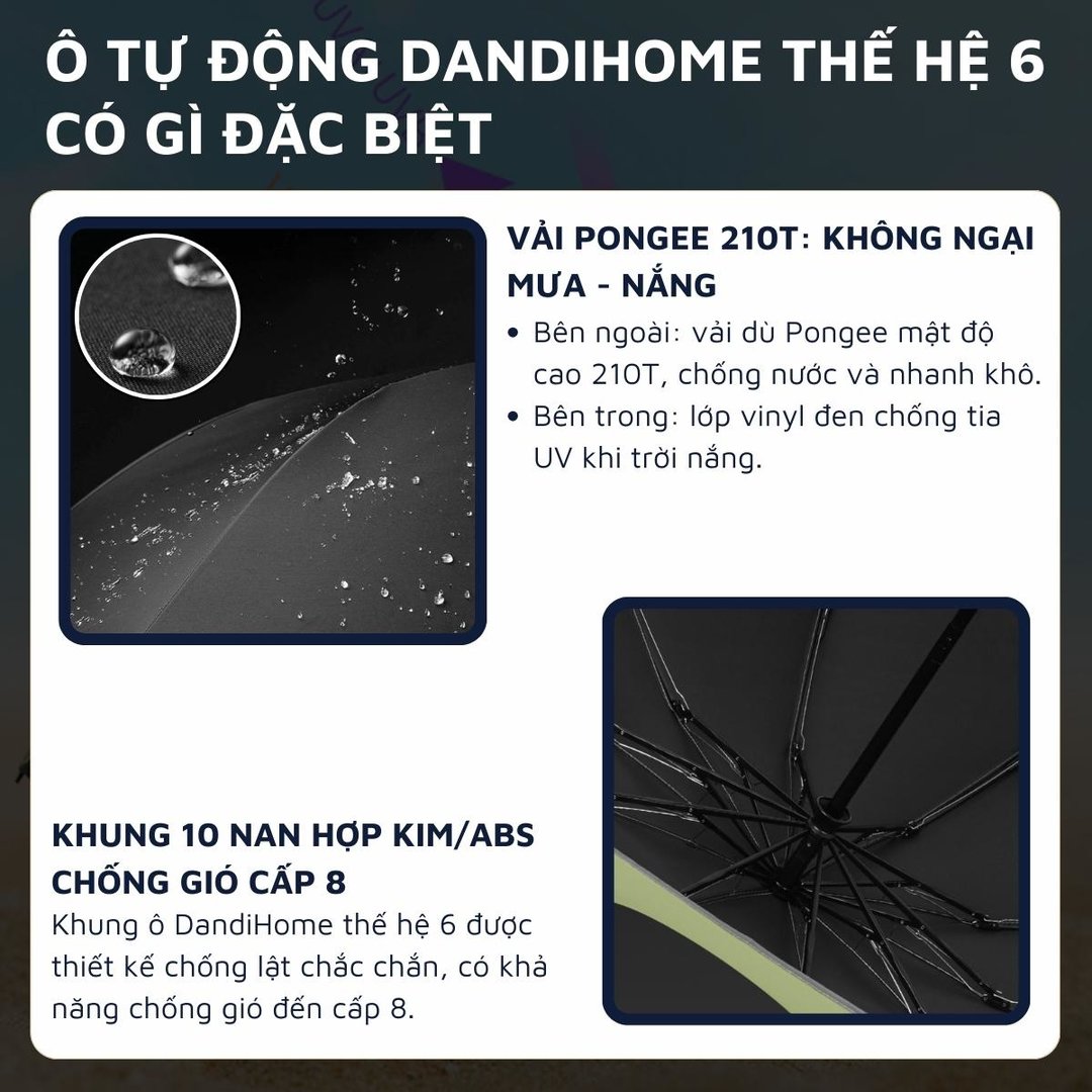 Ô tự động DandiHome để đi mưa, đi nắng (4).jpg